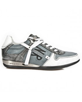 Blue and white leather sneakers New Rock M.HY001-C2