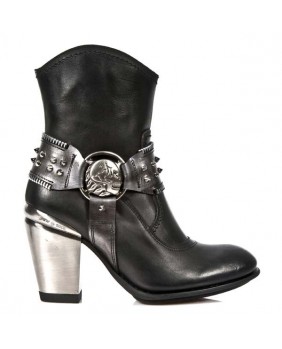 Black and silver leather ankle boots New Rock M.TX001-C1