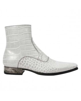 Grey and white leather boots New Rock M.NW121-C16