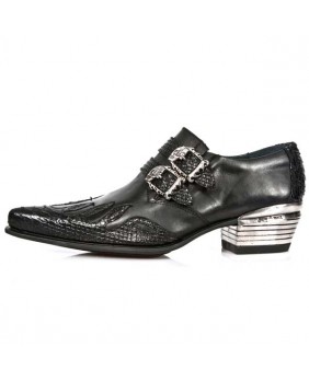 Zapatos negra en cuero New Rock M.2358-C2