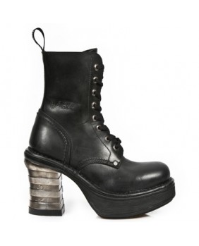 Black leather ankle boots New Rock M.8354-C1