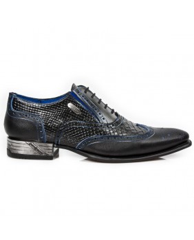 Chaussure bleue et noire en cuir New Rock M.NW136-C5