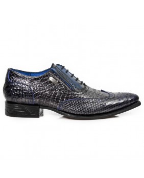 Blue and black leather shoes New Rock M.NW136-C6