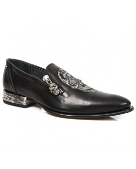 Black leather shoes New Rock M.NW145-C1
