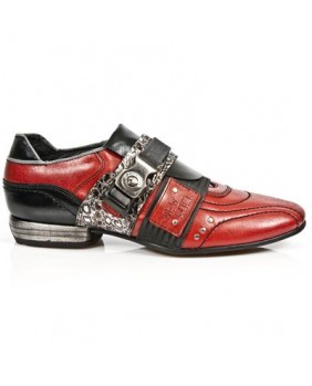 Sneakers rosso e nera in pelle New Rock M.8406-C4