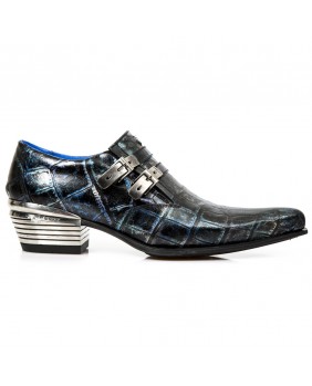 Chaussure bleue et noire en cuir New Rock M.2246-C37