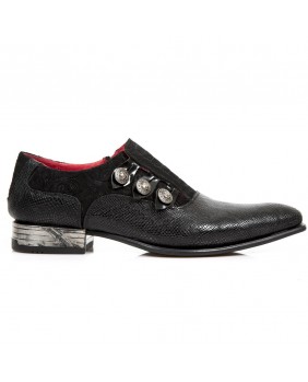 Chaussure noire en cuir New Rock M.NW152-C3