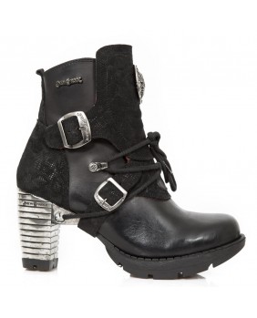 Black leather ankle boots New Rock M.TR061-S1