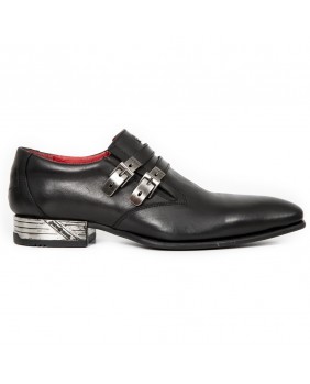 Chaussure noire en cuir New Rock M.NW157-C3