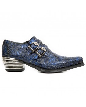 Blue leather shoes New Rock M.7960-S7