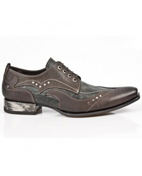 Chaussure marron et grise en cuir New Rock M.NW119-C5