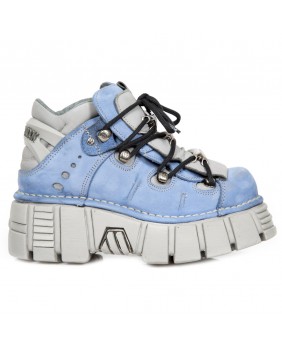 Chaussure montante bleue ciel et grise en nubuck New Rock M.106-C21