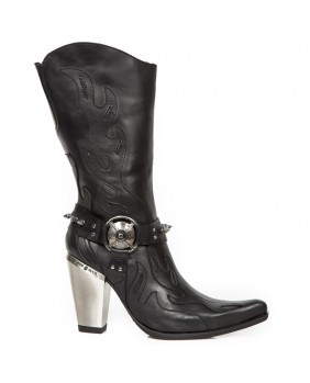 Black leather boot New Rock M.7901CZ-C1