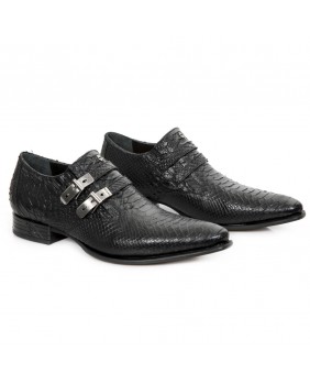 Black leather shoes New Rock M.2246-C103