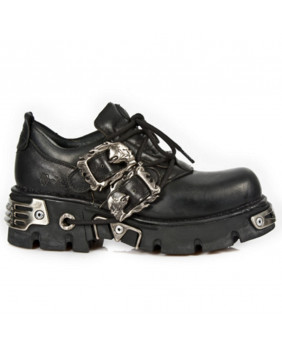 Black leather shoes New Rock M.974-C1