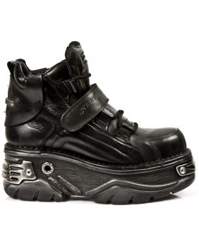 Zapatos negra en cuero New Rock M.714-C1