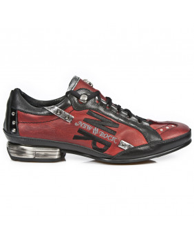Sneakers rosso e nera in pelle New Rock M.8426-C6