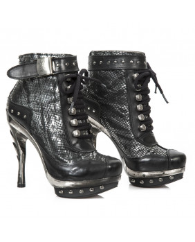 Black and silver leather ankle boots New Rock M.PUNK028-C1