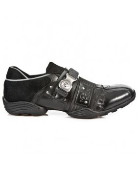 Black leather sneakers New Rock M.8147-C3