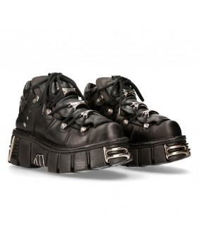 Zapatos negra en cuero New Rock M-106-S1