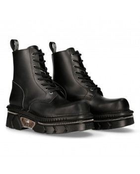 Rangers botas de combate negra en couro New Rock M-MILI084N-S6