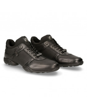 Black Leather and synthetic sneakers New Rock M-CHRONO002-C23