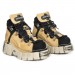 Chaussure montante beige et noire en cuir et nubuck New Rock M.756-C9